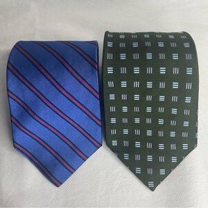 Brooks Brothers Pure Repp Silk Tie Lot (2) Blue Collegiate Stripe Prep Necktie